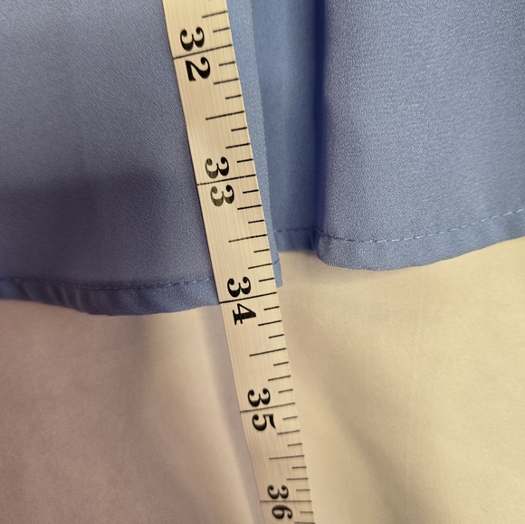 Gianni B. Blue Faux Wrap Mini Dress Medium | 3/4 Sleeves | Embroidered - Picture 2 of 9